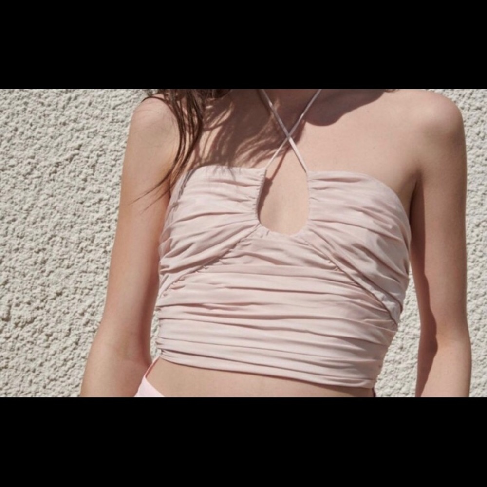 NEVER WORN Zara crop top pink, cream, ballet slipper pink. XS